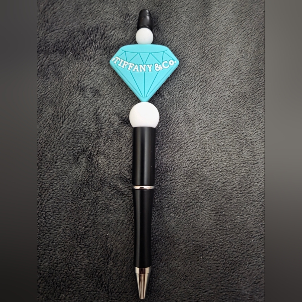 Designer Inspired Black Pen with Blue Logo Topper